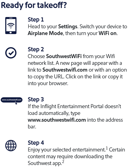 Hogyan csatlakozhat a Southwest Wifi hálózatához